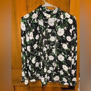 L'AGENCE Black and Green Floral Blouse size small